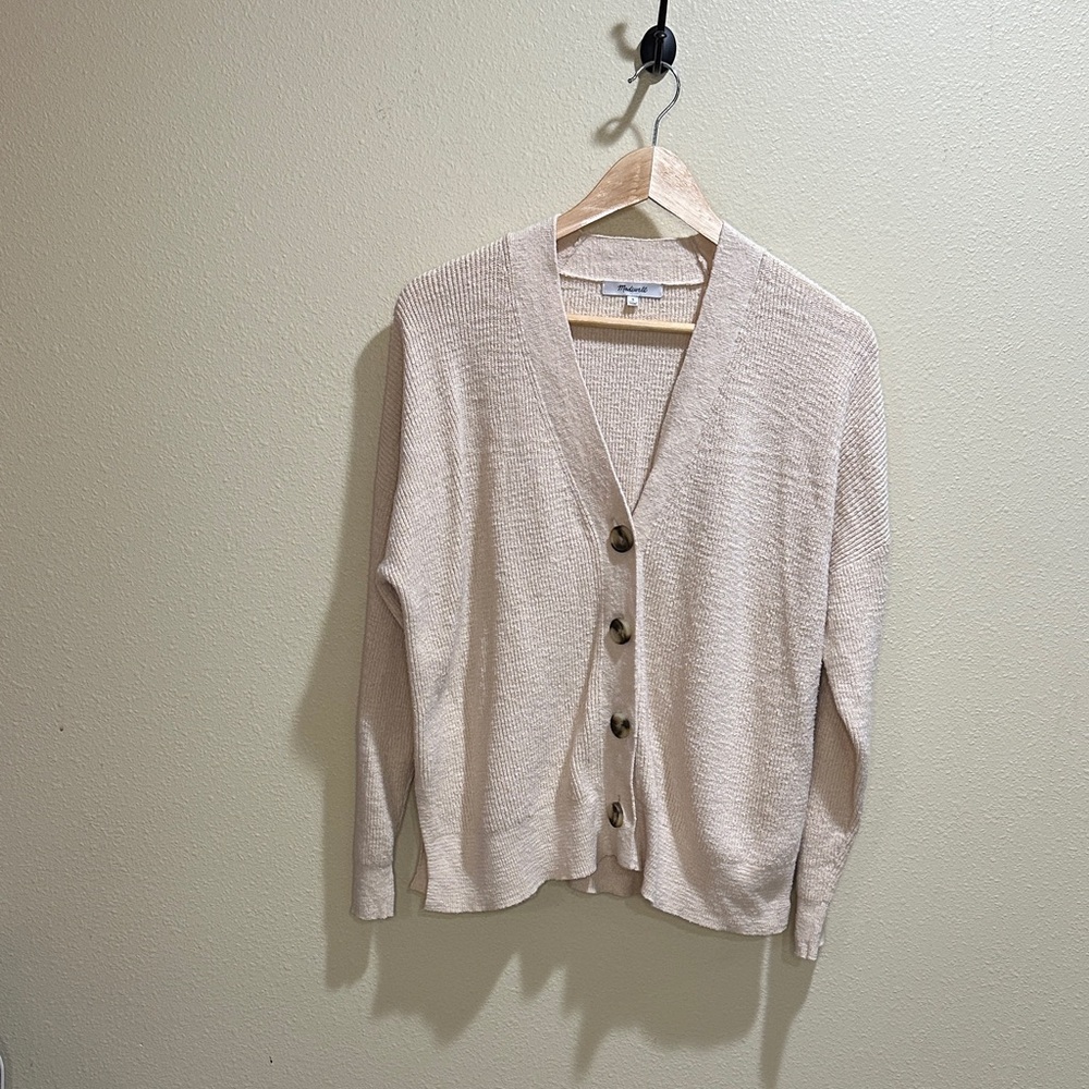 Madewell Size Small Beige Button-Front oversized Cardigan